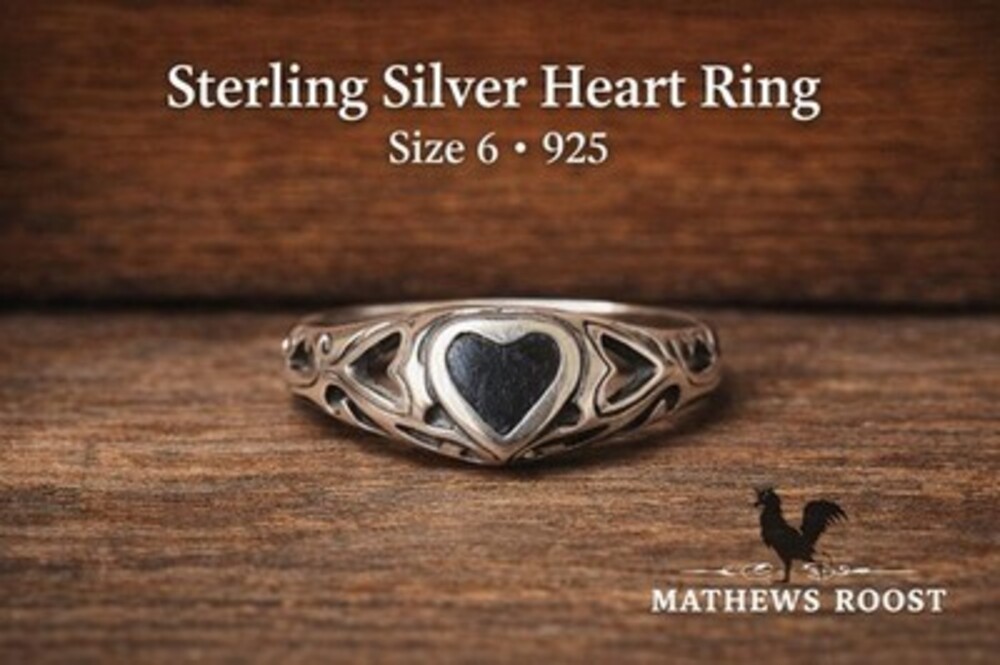 Sterling Silver 925 Heart Ring Openwork Band Size 6 Vintage